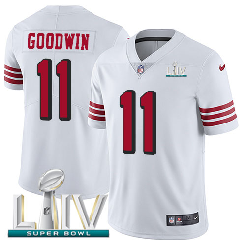San Francisco 49ers Nike 11 Marquise Goodwin White Super Bowl LIV 2020 Rush Men Stitched NFL Vapor Untouchable Limited Jersey